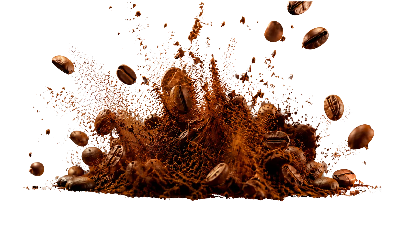 Coffee grounds bursting from beans